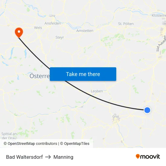 Bad Waltersdorf to Manning map
