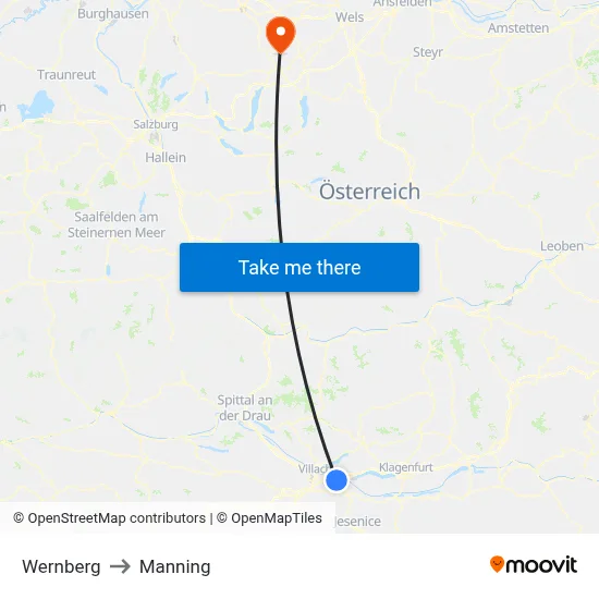 Wernberg to Manning map