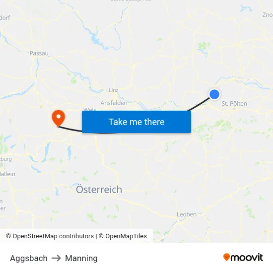 Aggsbach to Manning map