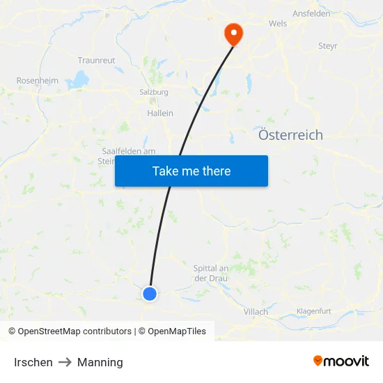 Irschen to Manning map