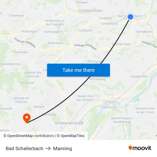 Bad Schallerbach to Manning map