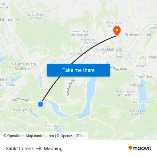 Sankt Lorenz to Manning map
