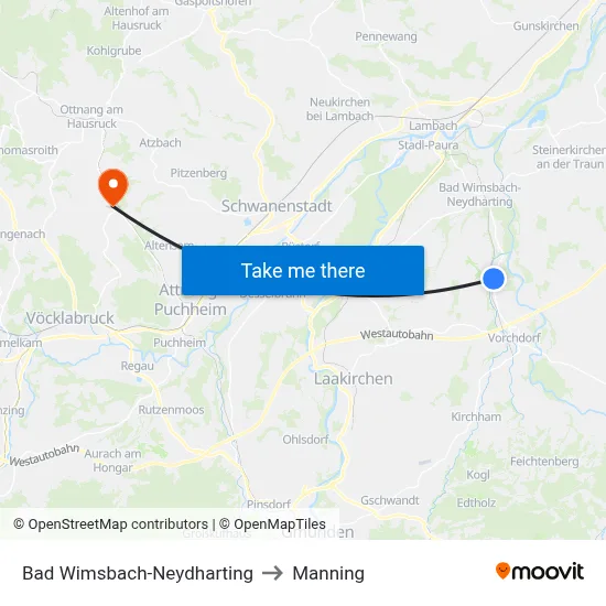 Bad Wimsbach-Neydharting to Manning map