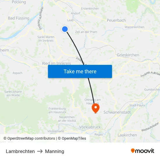 Lambrechten to Manning map