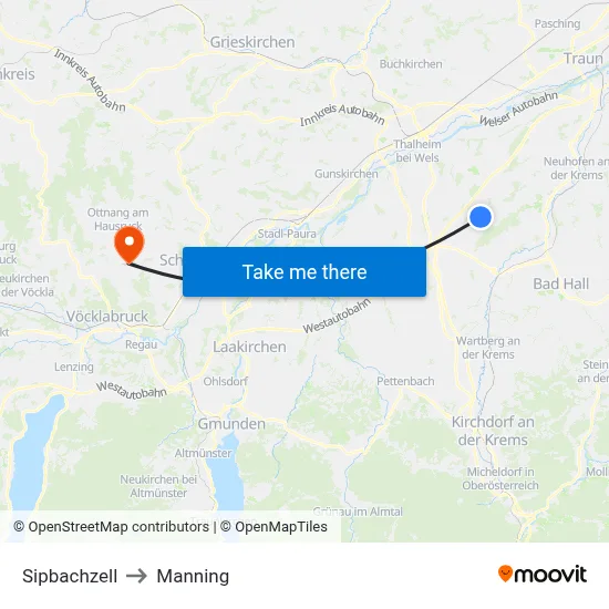 Sipbachzell to Manning map
