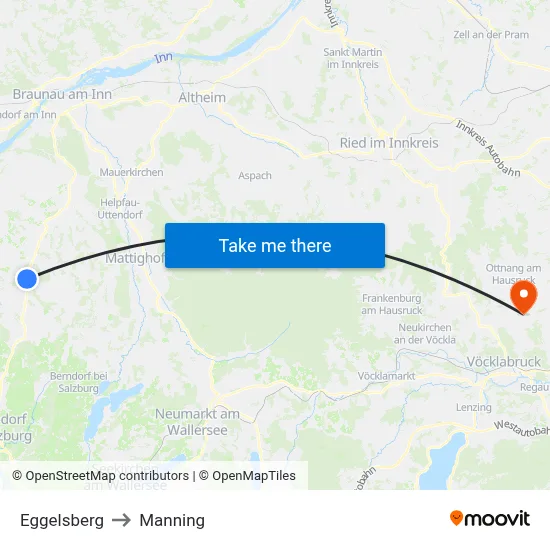 Eggelsberg to Manning map