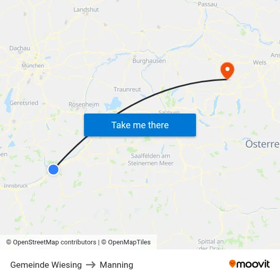 Gemeinde Wiesing to Manning map