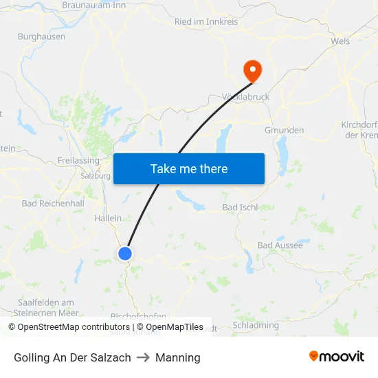 Golling An Der Salzach to Manning map