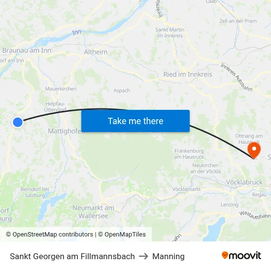 Sankt Georgen am Fillmannsbach to Manning map