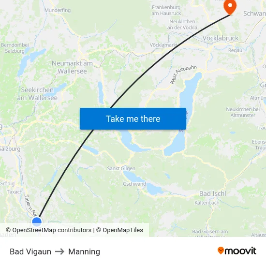 Bad Vigaun to Manning map