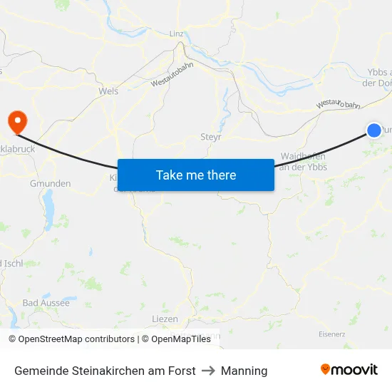 Gemeinde Steinakirchen am Forst to Manning map