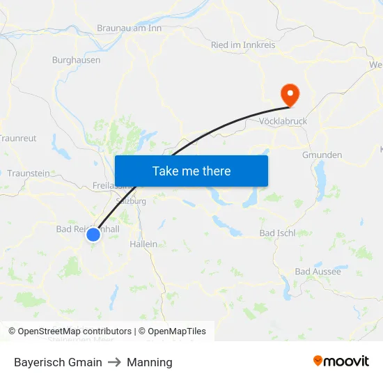 Bayerisch Gmain to Manning map