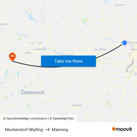 Muckendorf-Wipfing to Manning map