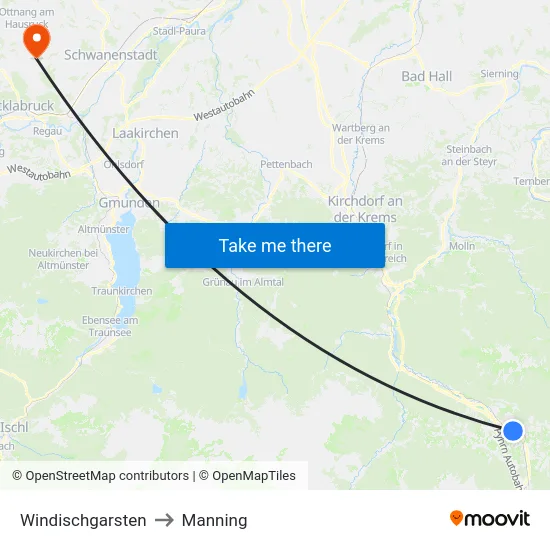 Windischgarsten to Manning map