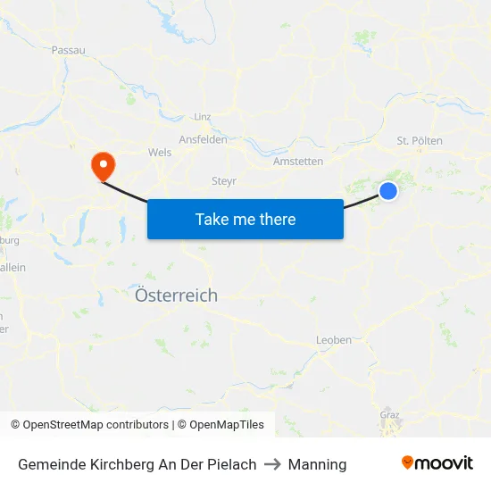 Gemeinde Kirchberg An Der Pielach to Manning map