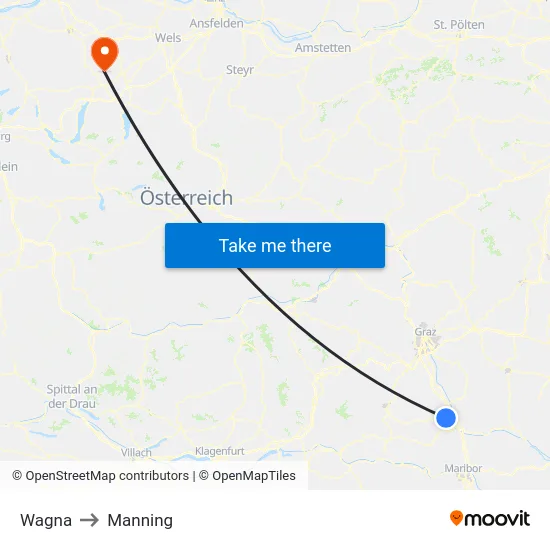 Wagna to Manning map