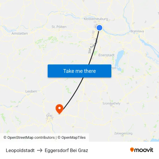 Leopoldstadt to Eggersdorf Bei Graz map