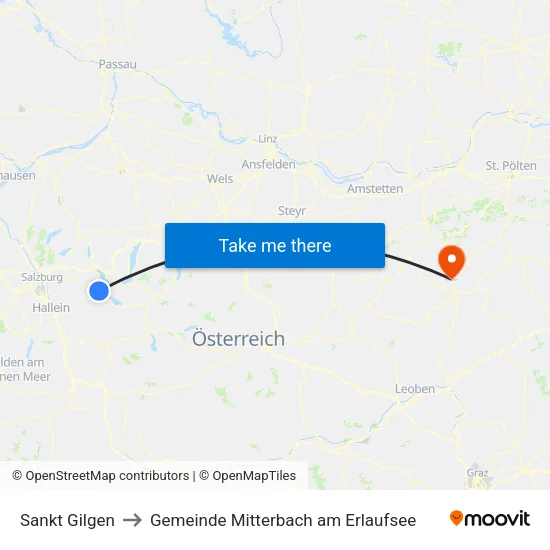Sankt Gilgen to Gemeinde Mitterbach am Erlaufsee map