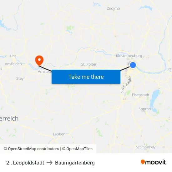 2., Leopoldstadt to Baumgartenberg map