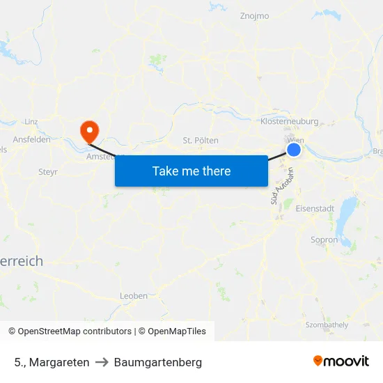 5., Margareten to Baumgartenberg map