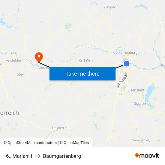 6., Mariahilf to Baumgartenberg map