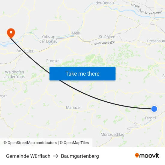 Gemeinde Würflach to Baumgartenberg map