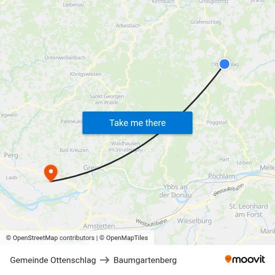 Gemeinde Ottenschlag to Baumgartenberg map