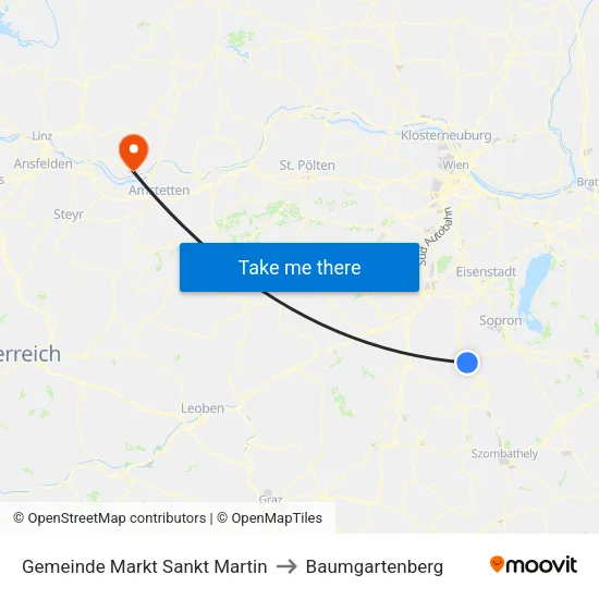 Gemeinde Markt Sankt Martin to Baumgartenberg map