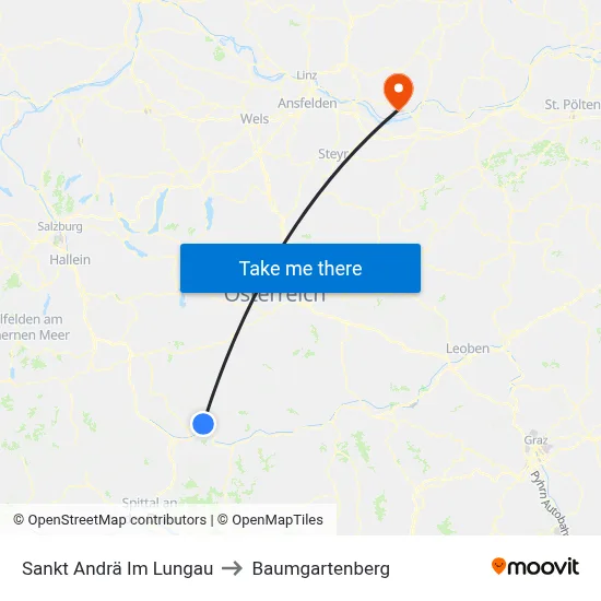 Sankt Andrä Im Lungau to Baumgartenberg map