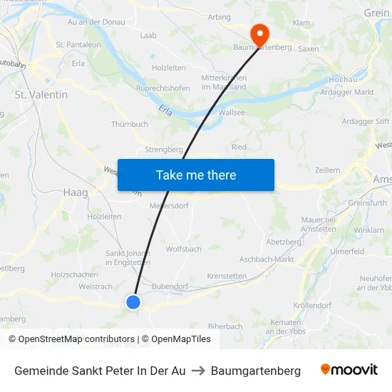Gemeinde Sankt Peter In Der Au to Baumgartenberg map