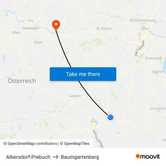 Albersdorf-Prebuch to Baumgartenberg map