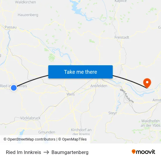 Ried Im Innkreis to Baumgartenberg map