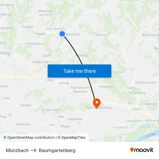 Münzbach to Baumgartenberg map