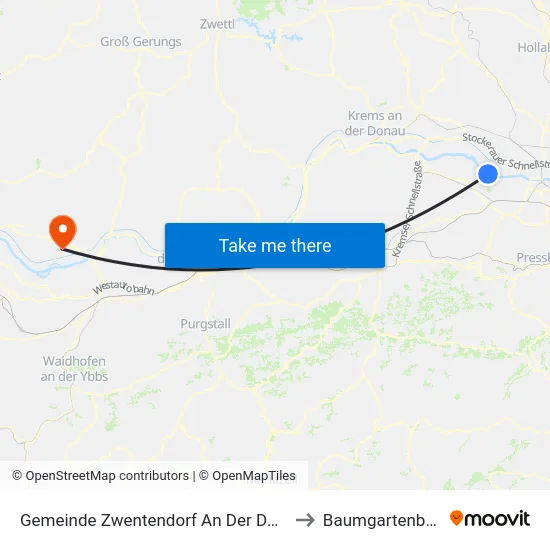 Gemeinde Zwentendorf An Der Donau to Baumgartenberg map