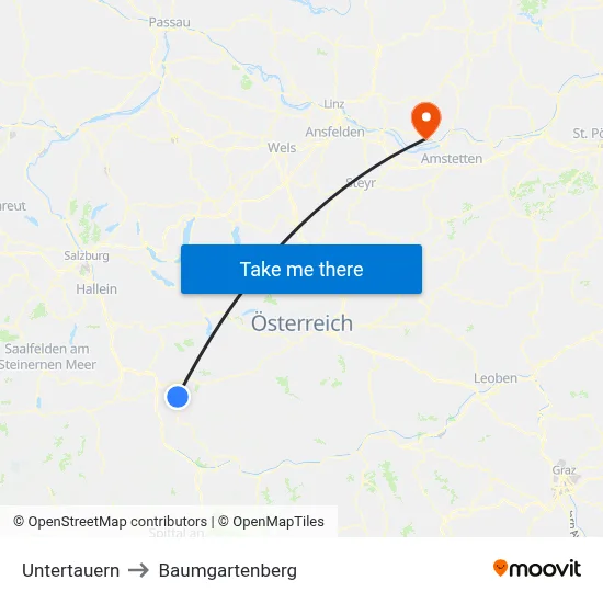 Untertauern to Baumgartenberg map