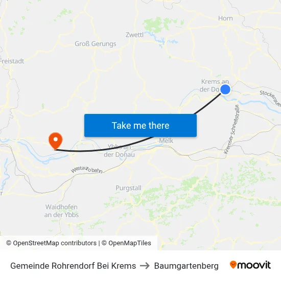Gemeinde Rohrendorf Bei Krems to Baumgartenberg map