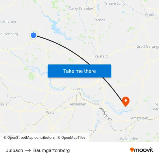 Julbach to Baumgartenberg map