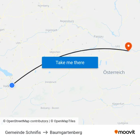 Gemeinde Schnifis to Baumgartenberg map