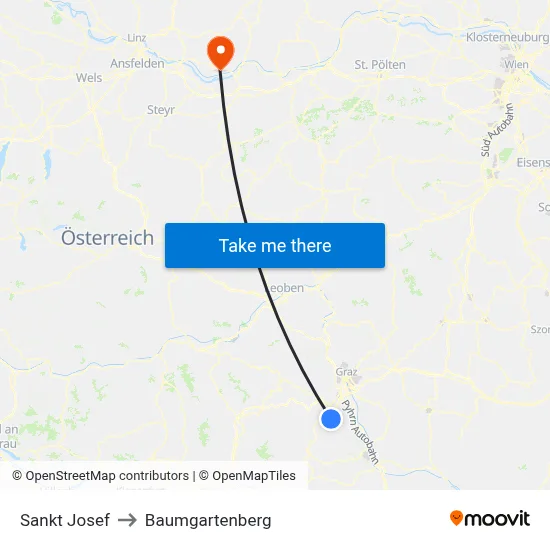 Sankt Josef to Baumgartenberg map