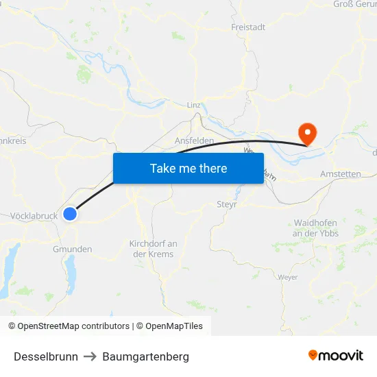 Desselbrunn to Baumgartenberg map