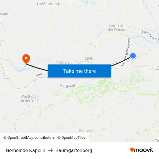 Gemeinde Kapelln to Baumgartenberg map