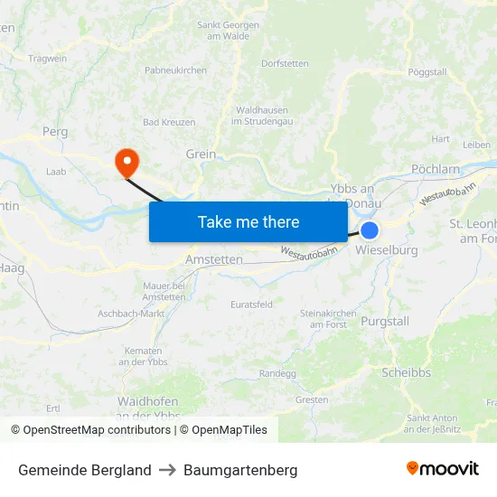 Gemeinde Bergland to Baumgartenberg map