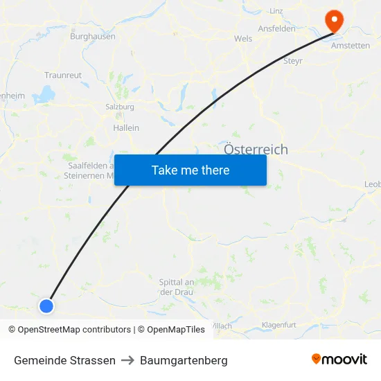 Gemeinde Strassen to Baumgartenberg map