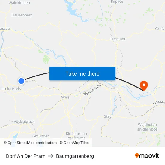Dorf An Der Pram to Baumgartenberg map