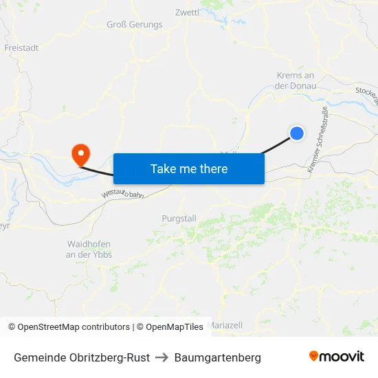 Gemeinde Obritzberg-Rust to Baumgartenberg map
