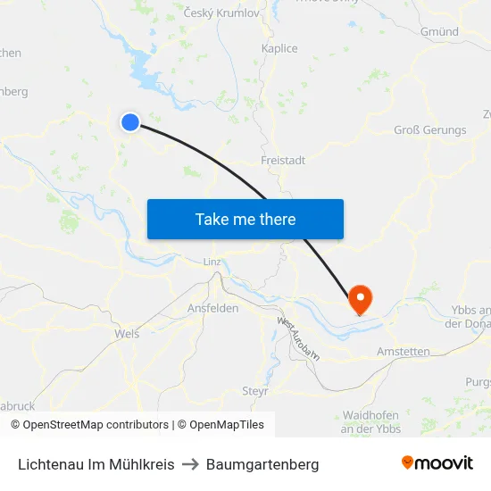 Lichtenau Im Mühlkreis to Baumgartenberg map