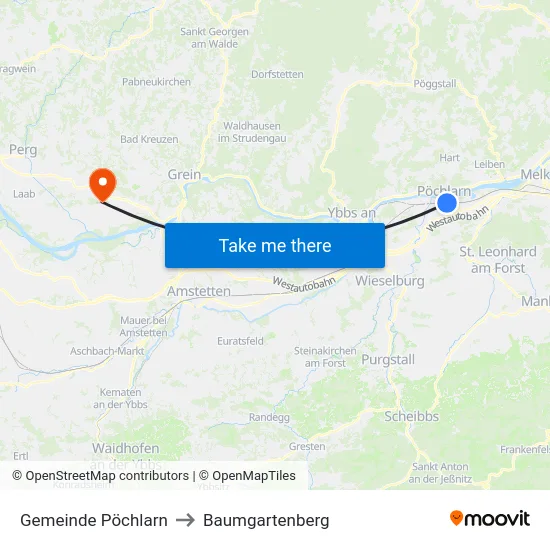 Gemeinde Pöchlarn to Baumgartenberg map