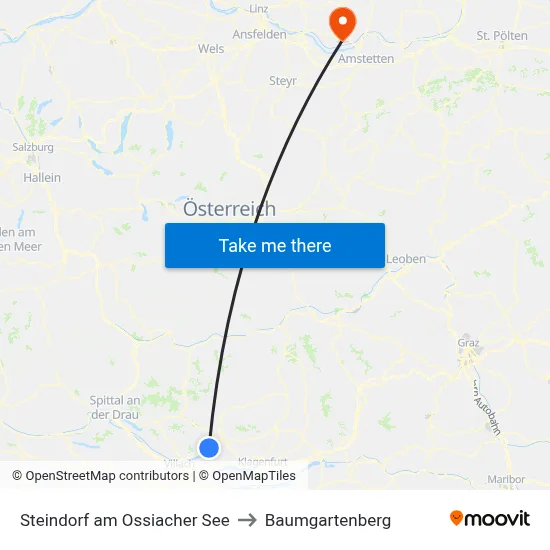 Steindorf am Ossiacher See to Baumgartenberg map