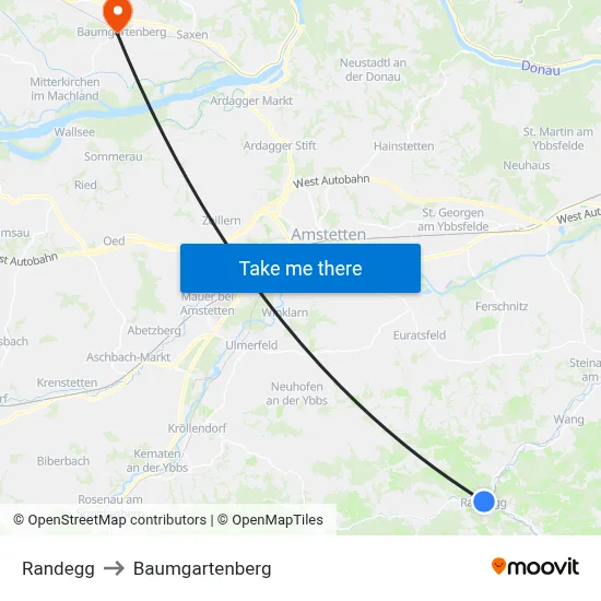 Randegg to Baumgartenberg map