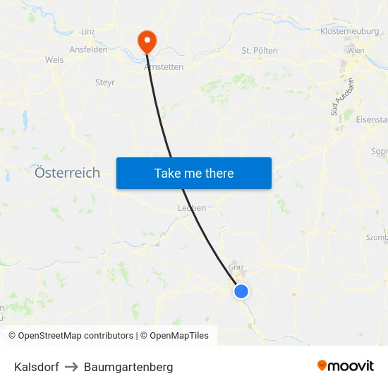 Kalsdorf to Baumgartenberg map